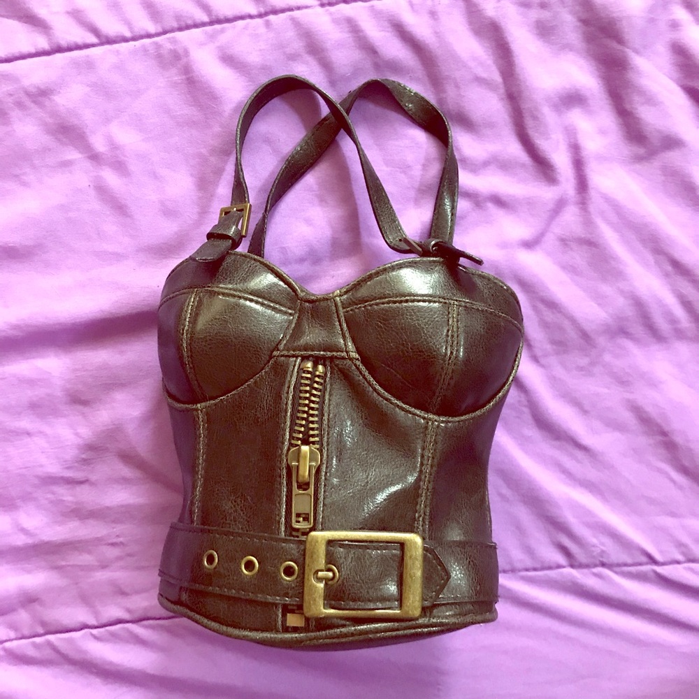 Leather corset purse
